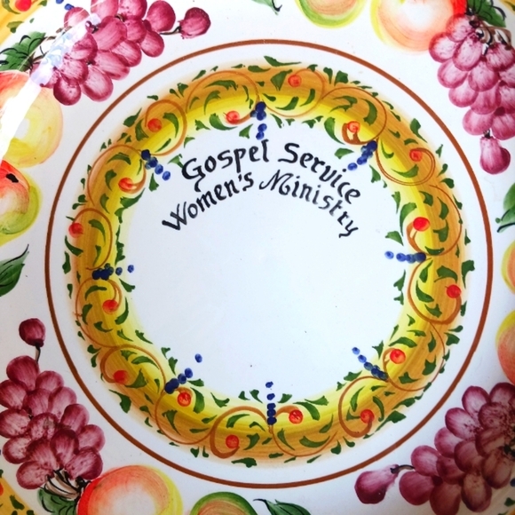 Italian Pottery Colorful Fruit and Floral Ceramic Footed Bowl Made Italy - Picture 10 of 14